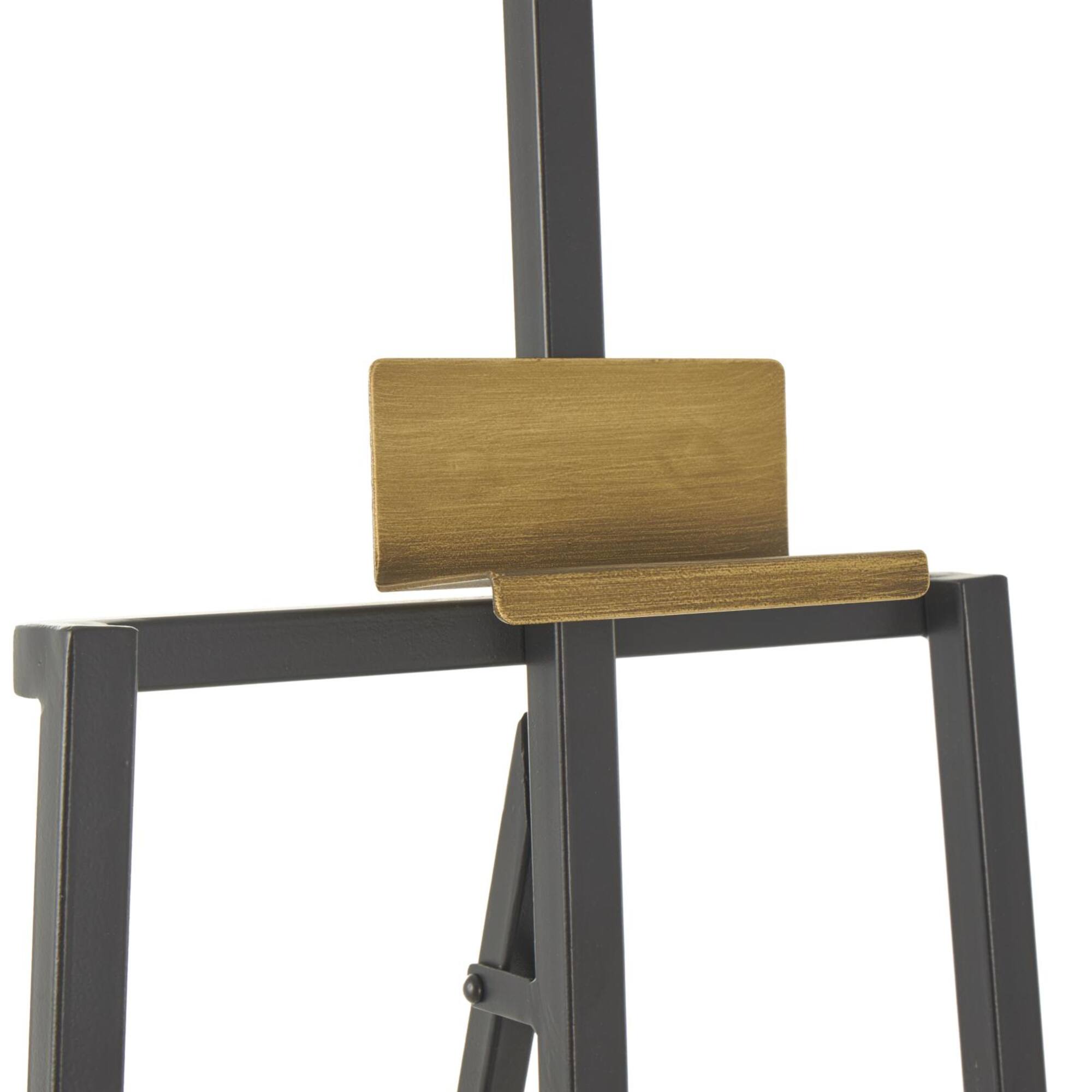 68.5" Black Metal Painter's Inspired 4-Tier Display Easel with Gold Accents